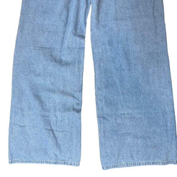 Womens Cargo Jeans Size XL Blue Wide Leg High Rise Multiple Pockets - Picture 15 of 15
